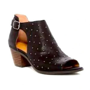 Lucky Brand Bankks Leather Studded Peep Toe Booties